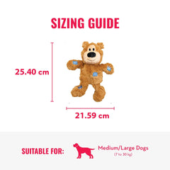 Chien tenant KONG Wild Knots Bear démontrant stimulation et jeu