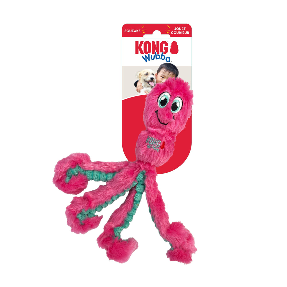 KONG Wubba Octopus vue avant montrant la forme et l'attrait pour jouer