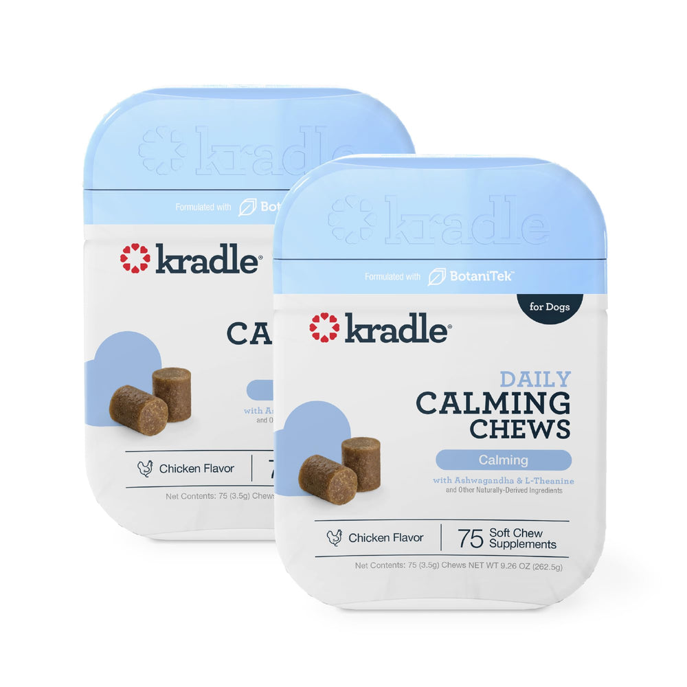 Kradle emballage avant montrant 150 chews et bénéfice routine calme