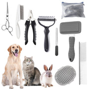 KUEIOX trousse ouverte montrant les 9 pièces pour un toilettage complet