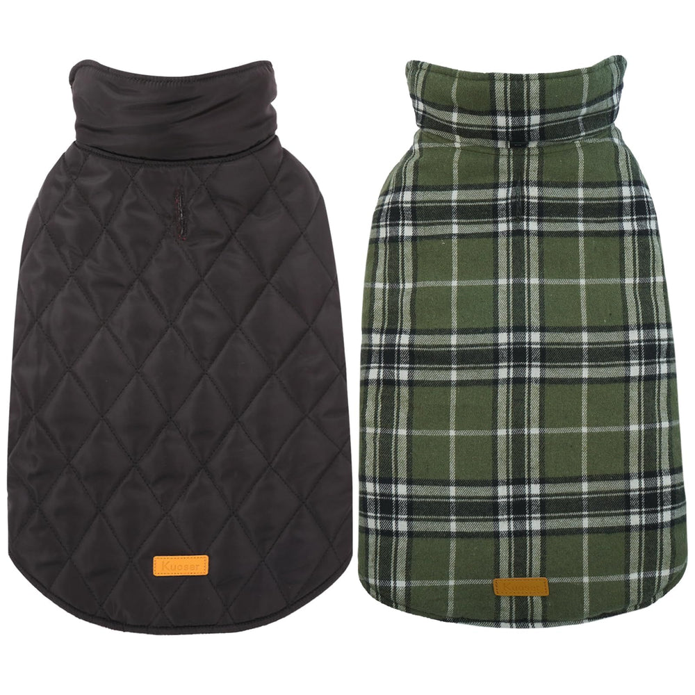 Kuoser manteau face avant montrant le motif tartan et protection contre le froid