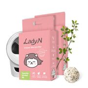 Sachet Lady N face avant montrant le logo et le poids 18 lb, stockage pratique