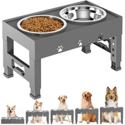 LAKIPETN vue avant du support avec deux bols inox pour repas propre