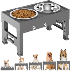LAKIPETN vue avant du support avec deux bols inox pour repas propre
