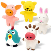 LECHONG pack avant emballage montrant cinq jouets animaux, attrayant et sûr