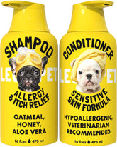 LEGITPET duo de flacons montrant le shampoing et l'après‑shampoing apaisants