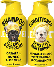 LEGITPET duo de flacons montrant le shampoing et l'après‑shampoing apaisants