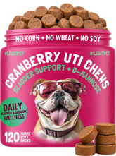 LEGITPET emballage avant des chews Cranberry UTI montrant dosage clair
