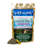 Life Line emballage avant du kelp biologique montrant la taille pratique