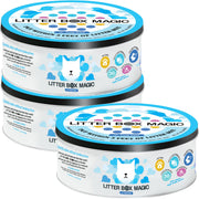 Litter Box Magic pot avant montrant l'emballage et promesse de fraîcheur