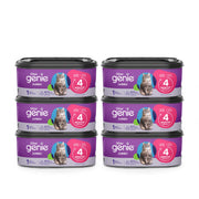 Litter Genie emballage avant montrant le pack de six recharges et bénéfice stockage