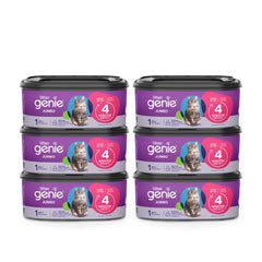 Litter Genie emballage avant montrant le pack de six recharges et bénéfice stockage