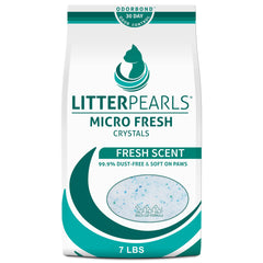 Litter Pearls sachet avant montrant le format 7 lb et bénéfice durée 30 jours