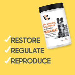 LOTS OF LOVE PET PRODUCTS bol de nourriture mélangé avec Breed Heat, bénéfice administration discrète