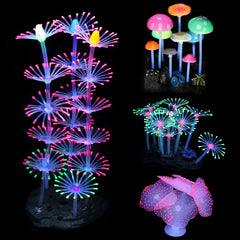 Lpraer ensemble frontal montrant quatre décorations pour aquarium et ambiance réaliste