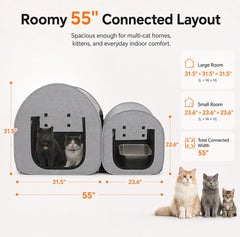 LUCKITTY vue de la connexion entre maisons, espace combiné pour plusieurs chats