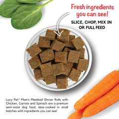 Lucy Pet texture intérieure semi-moist visible, apporte goût et facilité de mastication