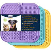 LUKITO packaging du lot de trois tapis à lécher montrant inclus et bénéfice distraire