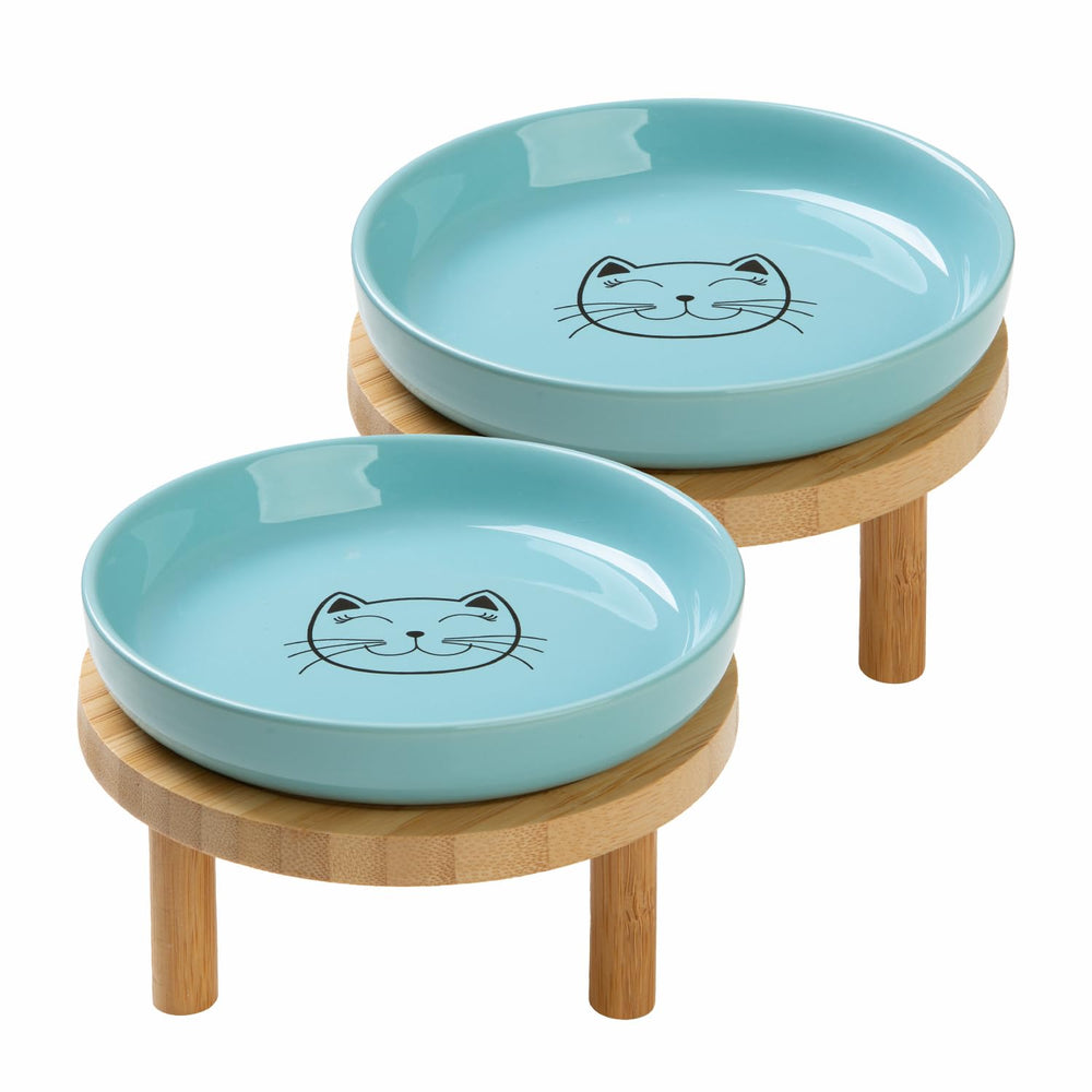 Lusifaco gamelles face avant bleu, design large bénéfique pour alimentation