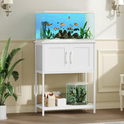 MAHANCRIS vue avant du meuble aquarium blanc, stabilité et élégance