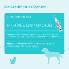 MalAcetic application sur oreille de chien démontrant nettoyage ciblé
