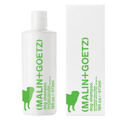MALIN+GOETZ bouteille de shampooing pour chien montrant l'étiquette et l'emballage, propreté garantie