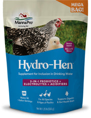 Manna Pro pot Hydro-Hen en vue frontale montrant l'emballage et l'avantage pratique