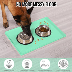 MateeyLife tapis avec gamelle posé dessus, empêche le glissement et débordement