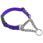 Max and Neo collier martingale violet face montrant solidité et style