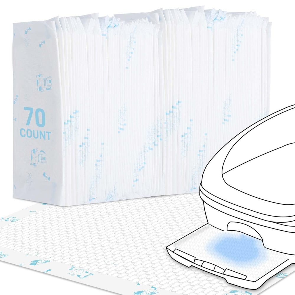 MED emballage de 70 coussinets montrant format et quantité, gain de temps
