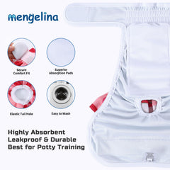 Mengelina chienne portant couche illustrant ajustement confortable