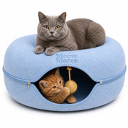 Meow Mates vue avant du lit tunnel offrant confort et refuge