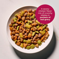 Meow Mix croquettes en bol présentation prête à servir et pratique