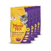 Meow Mix paquet face montrant la variété de saveurs pour appétit renforcé