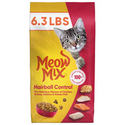 Meow Mix sac devant montrant le format 6,3 lb et l'étiquetage clair
