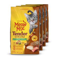 Meow Mix montrant emballage avant et bénéfice polyvalence