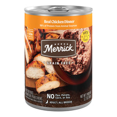 Merrick boîte face montrant l'emballage et l'avantage recette sans céréales