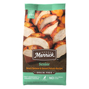 Merrick emballage face montrant recette poulet patate douce bénéfice appétence