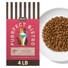 Merrick emballage avant du sac 4 lb montrant la formule saumon bénéfice appétence