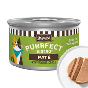 Merrick Purrfect Bistro face de la boîte montrant l’emballage attractif et la qualité