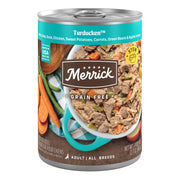 Merrick face de la boîte montrant l'emballage appétissant et informations clés