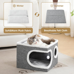 MewCharm coussin réversible montrant confort saisonnier facile à laver