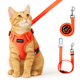 MHHYQF harnais chat face orange montrant maintien confortable
