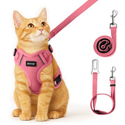 MHHYQF harnais chat face avant rose montrant coupe enveloppante et confort