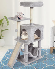MIAO PAW arbre à chat vue avant montrant hamac et condo, optimise confort