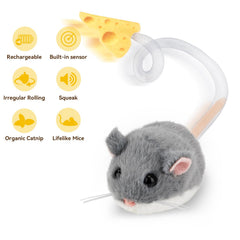 Migipaws MigiMouse en action roulant stimulant chasse et exercice du chat