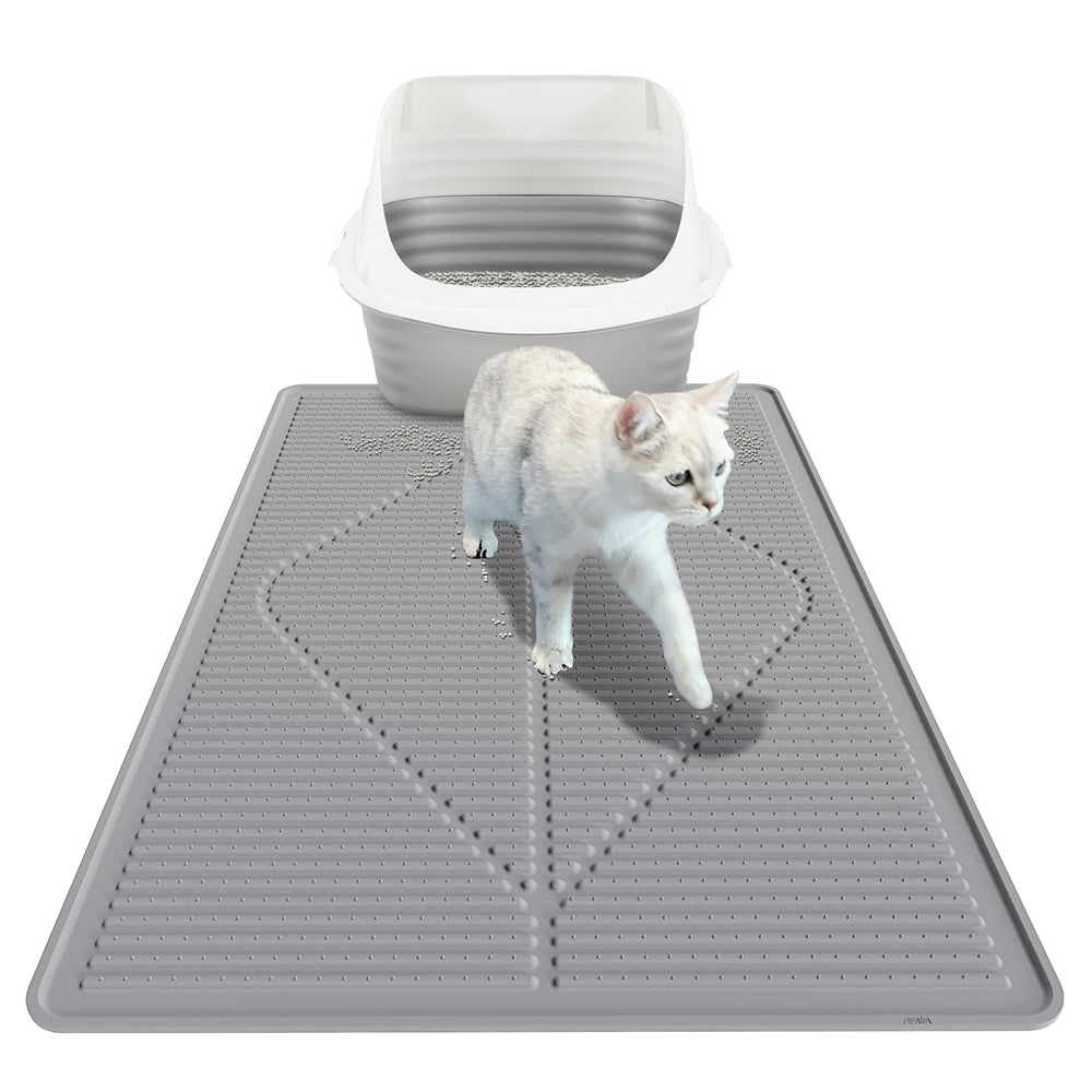 Mofason vue de face du tapis litière gris protégeant le sol