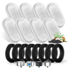 Monsin ensemble de 8 filtres et 8 mousses montrant le contenu du pack pour gain économique