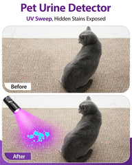 MOWETOO gros plan sur LED UV 395 nm montrant détection précise des taches