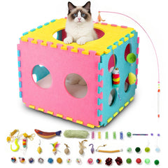 MOYMO maison de dé vue frontale offrant cachette et jeu pour chat